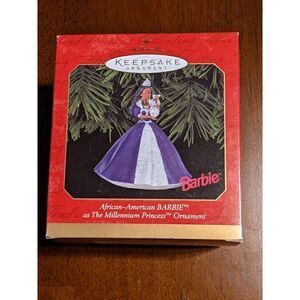 Hallmark Christmas Ornament NIB 1999 African American Barbie Millenium Princess